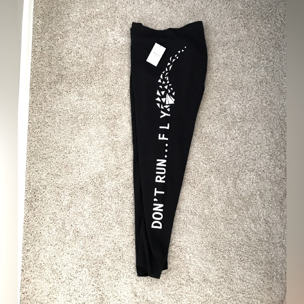 FINAL PRICE Size XL Danskin black leggings “Don’t Run, Fly” NWT